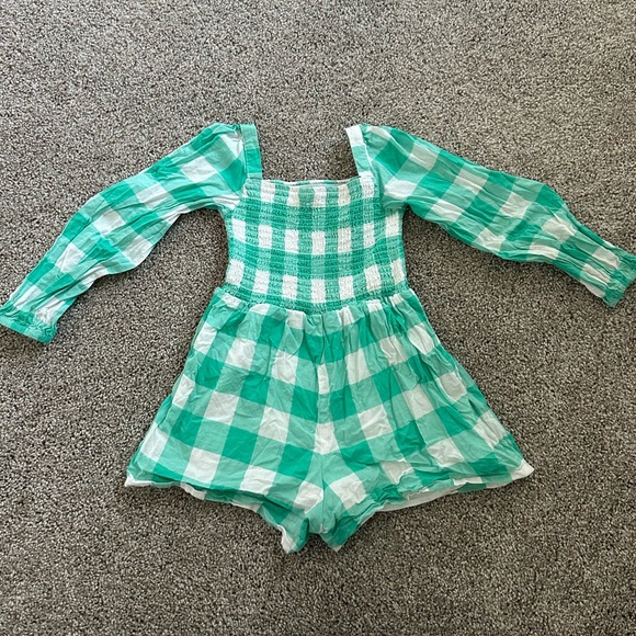Janie & Jack Gingham Romper w/ Pockets - Picture 1 of 4